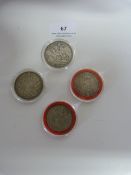Set of 4 British Silver Coins, Crown etc
