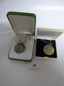 Pair of Commemorative Medallions on Chains