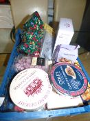 *Basket Containing Confectionery which Includes Green and Black Chocolate, Turkish Delight, Short