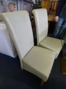 *6 Cream Leather Dining Chairs