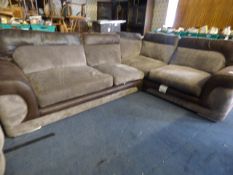 Corduroy and Leather Brown Corner Suite