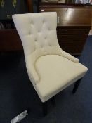 *Cream Upholstered Chair with Button Back