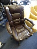 *BROWN LEATHER MANAGERS CHAIR