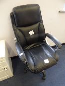 *BLACK LEATHER EXEC SWIVEL CHAIR