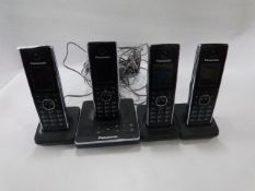 *PANASONIC QUAD DECT BLACK 4 PIECE TELEPHONE SET