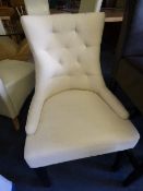 *Cream Upholstered Chair with Button Back