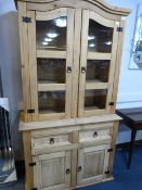 Pine Dresser enclosed by Glazed Doors