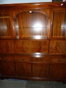 Mahogany Wall Unit enclosed by Glazed Doors with Plate Glass Shelf