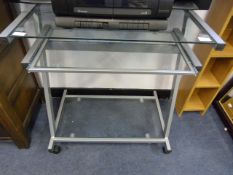 Silver and Plate Glass Home PC Desk Unit