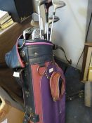 Set of Golf Clubs in Carry Bag on Trolley