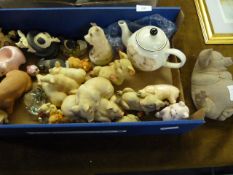 Collection of Assorted Piggies and Box of Cookware