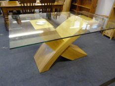 *Glass Top Table on Oak Support