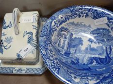 Copeland Blue and White Bowl and Cheese Dish