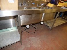 Eclipse Large Stainless Steel Commercial Double Bowl Sink with Taps - Drainers and Undershelves