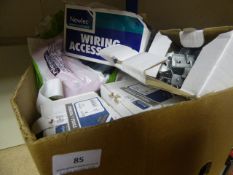 Box containing Pyro Cable Clips 25mm Double Back Boxes - Galvanised Cable Clips etc