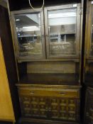 Oak Wall Unit with Glazed Doors