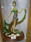 Reproduction Deco Lady on Wood Plinth