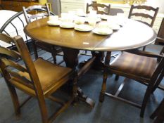 Circular Priory Dining Table with 5 Chairs comprising of 3 Side Chairs and 2 Carvers