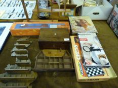 Mixed lot comprising of Wood Wot-Nots , Thimbles - Collector Shelves - Trinket Box with Mother of