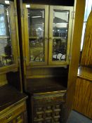 Oak Corner Unit with Glazed Doors