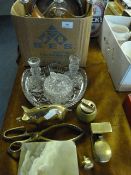 Collection of Silver Plated Brass Copper & Cut Glass Ware
