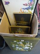 Box containing Assorted Prints and Embroideries etc