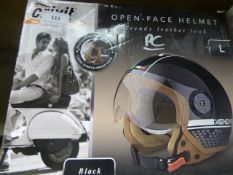 Crivet Trendy Leather Look Open Face Helmet - Large