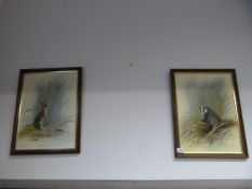 2 Framed Wildlife Oil Paintings