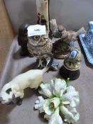 Collection of Decorative Birds and Siamese Cat