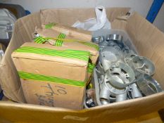 Box containing 22mm Galvanised Conduit Fittings - Cable Glands etc