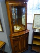 Mirrored Back Yew Corner Cabinet with Glazed Door