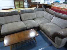 Leather & Fabric Corner Settee