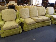 Traditional Style 3 Piece Suite comprising of 3 Seat Sofa - 2 Matching Chairs with Footstool