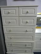 White Chest of 8 Drawers - comprising of 4 long and 4 short.