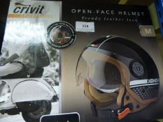 Crivet Trendy Leather Look Open Face Helmet - Medium