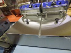 *Stainless Steel 2 Compartment 2 Basket Fryer Ref E12
