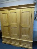 Pine Triple Wardrobe over Drawer
