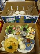 2 Boxes containing Continental Figures - Pickled Onion Pot - Cut Glass Ware etc