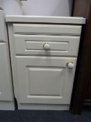 White Bedside Cabinet with Porcelain Knobs