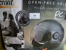 Crivet Open Faced Leather Look Helmet Size Large