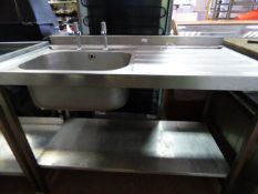 *Stainless Steel Single Bowl Sink Unit with Right Hand Drainer - Lever Taps & Undershelf