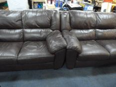 2 & 3 Seat Brown Leather Settees