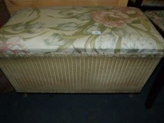 Lloyd Loom Style Ottoman with Upholstered Top
