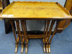 Nest of 3 Walnut Topped Tables with String Inlay Detail