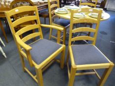 4 Ash Framed Dining Chairs with Upholstered Seats comprising of 2 Carvers and 2 Side Chairs