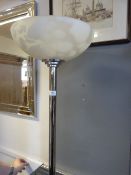 Chrome Standard Lamp with Frosted Glass Shade