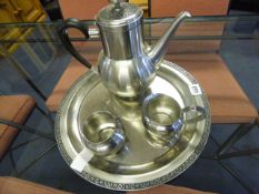 Stainless Steel Coffee Set on Tray