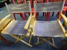 Pair of Canvas and Beech Directors Chairs