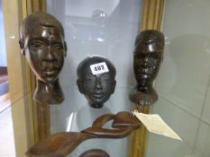 3 African Heads & Welsh Love Spoon