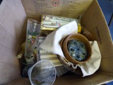 Box containing Assorted Wood Bowls - Decorative Ware - Books - Vases etc